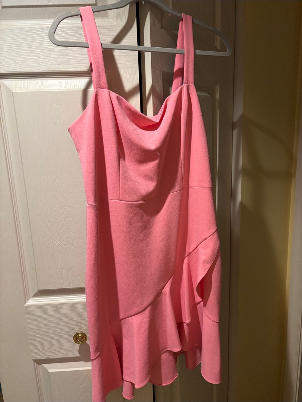 Women's Pink Cowl Neck Ruffle Dress